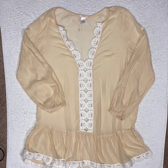 NWT eberjey boho scallop crochet edged swimsuit cover up small